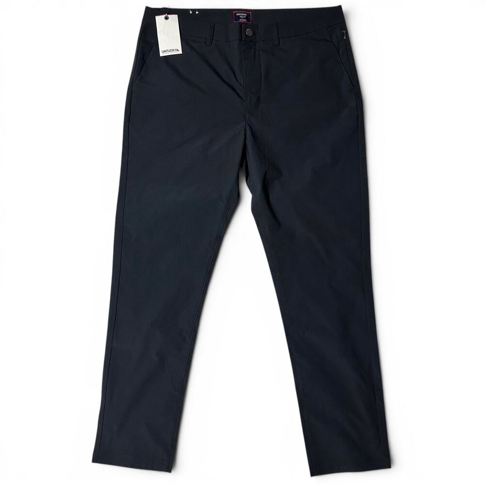 Untuckit Traveler Pant 2.0 Mens Actual Size 35x30 Black Slim Fit Stretch NWT